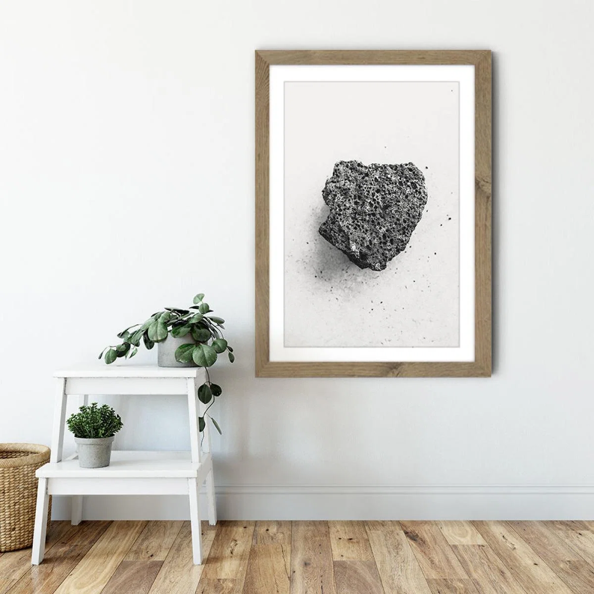 Volcanic Grey Art Print Oak Frame – image 4