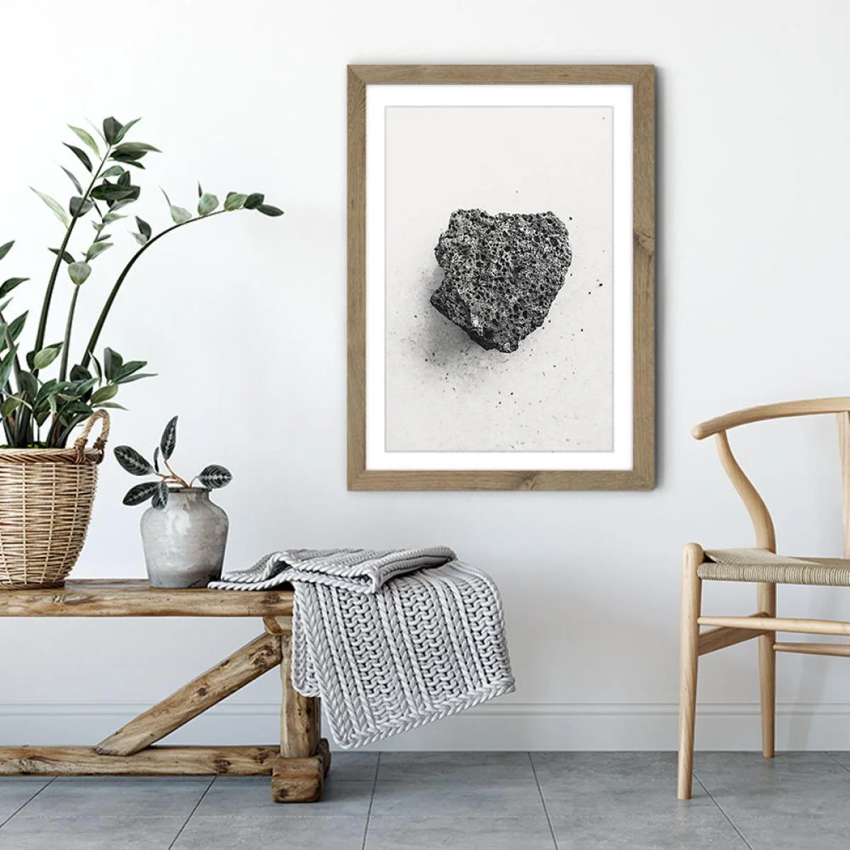 Volcanic Grey Art Print Oak Frame – image 5
