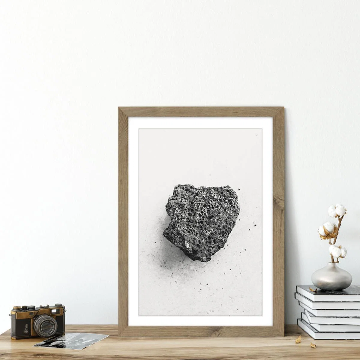 Volcanic Grey Art Print Oak Frame – image 6
