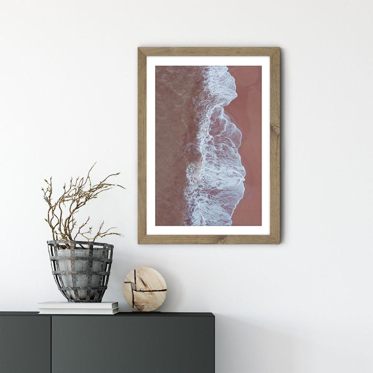 Blush Beach Art Print Oak Frame – image 2