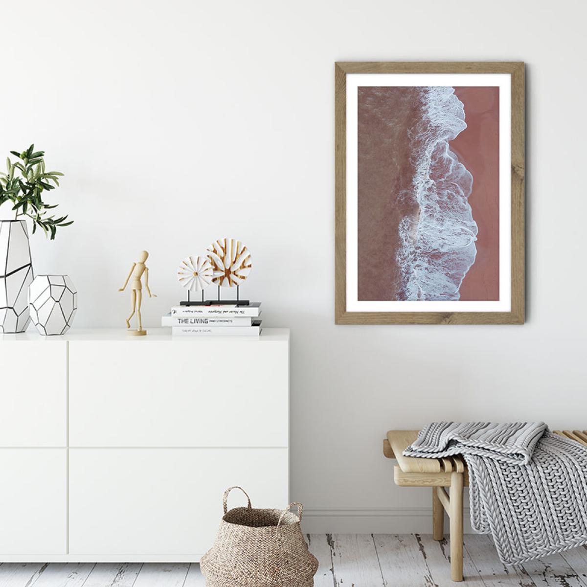 Blush Beach Art Print Oak Frame – image 3