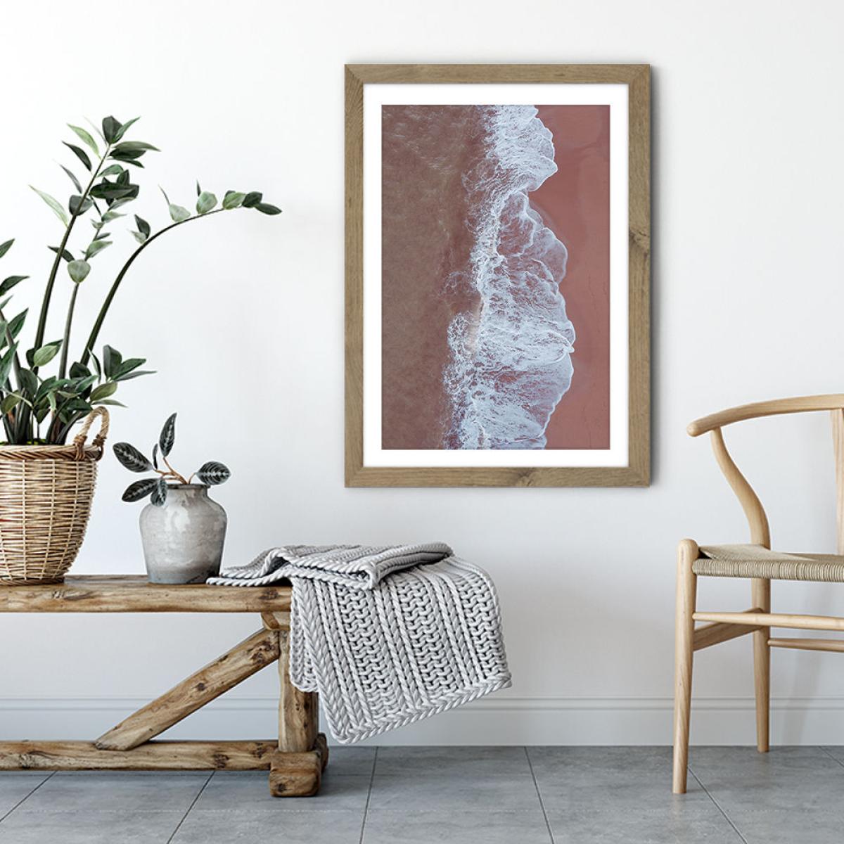 Blush Beach Art Print Oak Frame – image 4