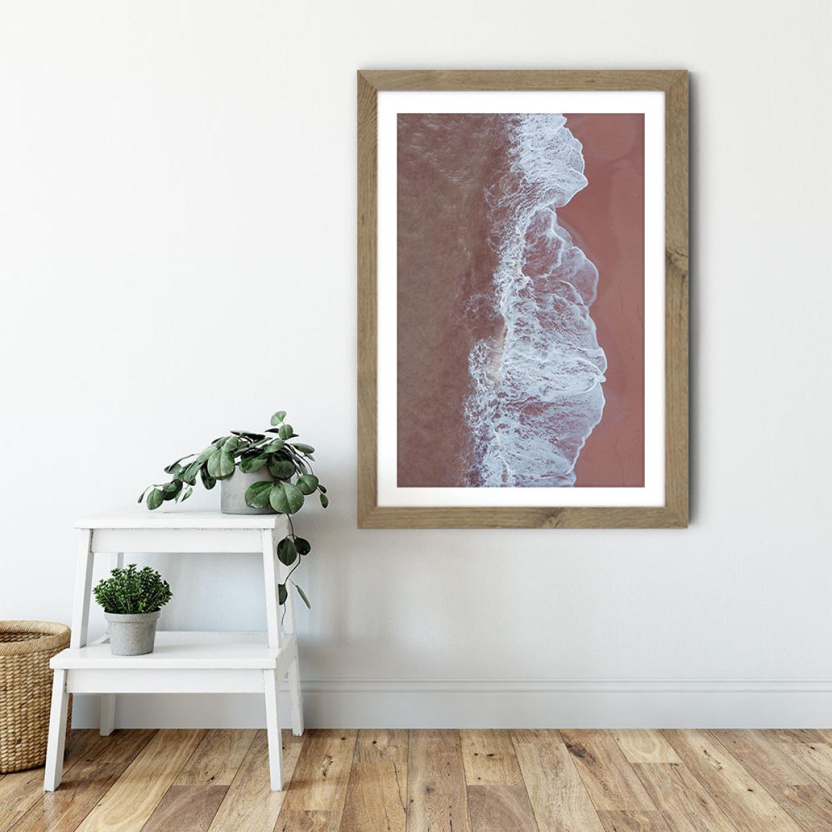 Blush Beach Art Print Oak Frame – image 6