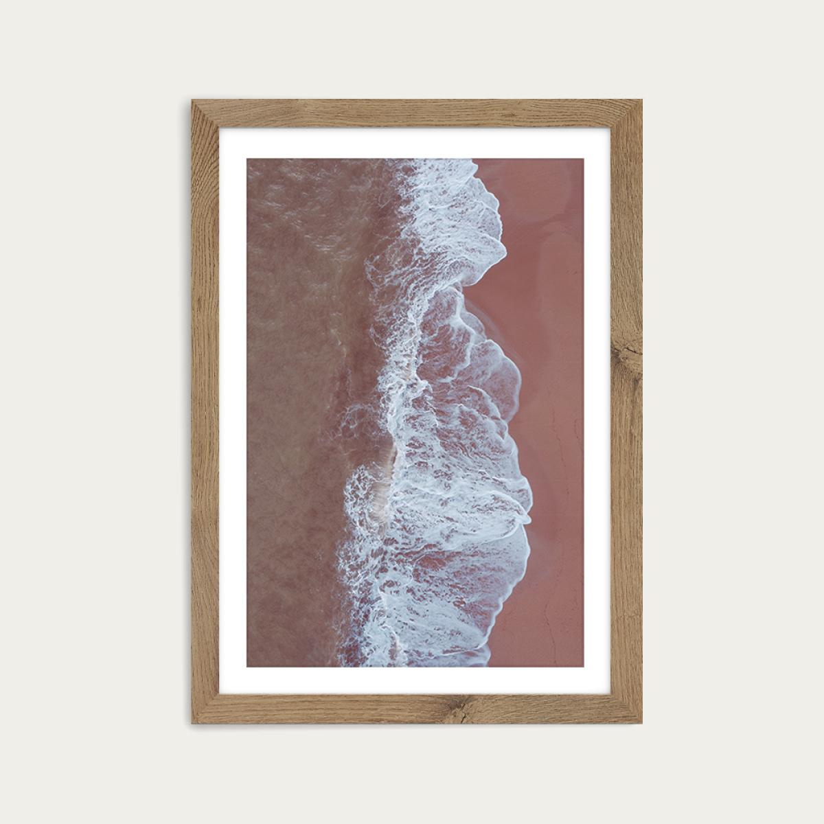 Blush Beach Art Print Oak Frame – image 1