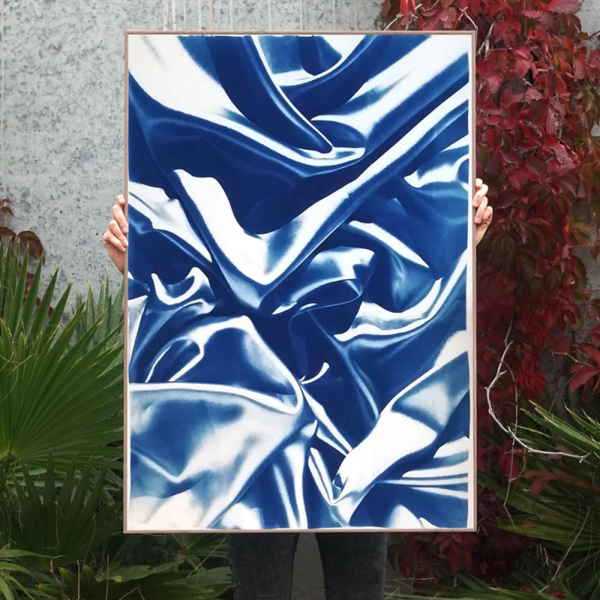 Classic Blue Silk Movement No.4 Limited Edition Handmade Cyanotype Art Print – image 4