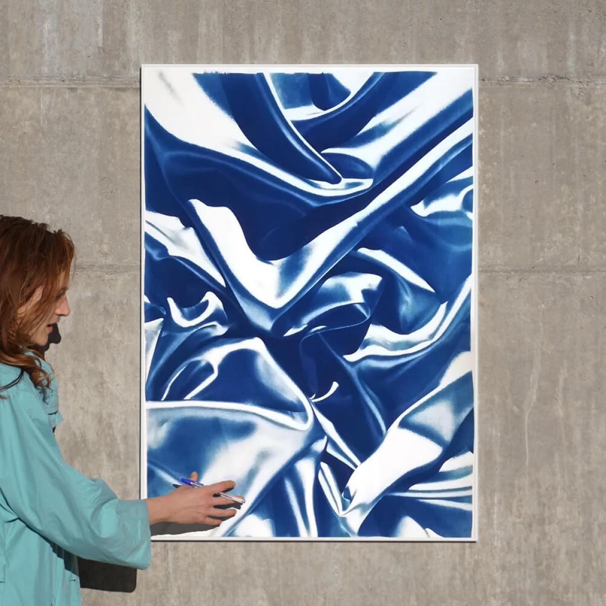 Classic Blue Silk Movement No.4 Limited Edition Handmade Cyanotype Art Print – image 8