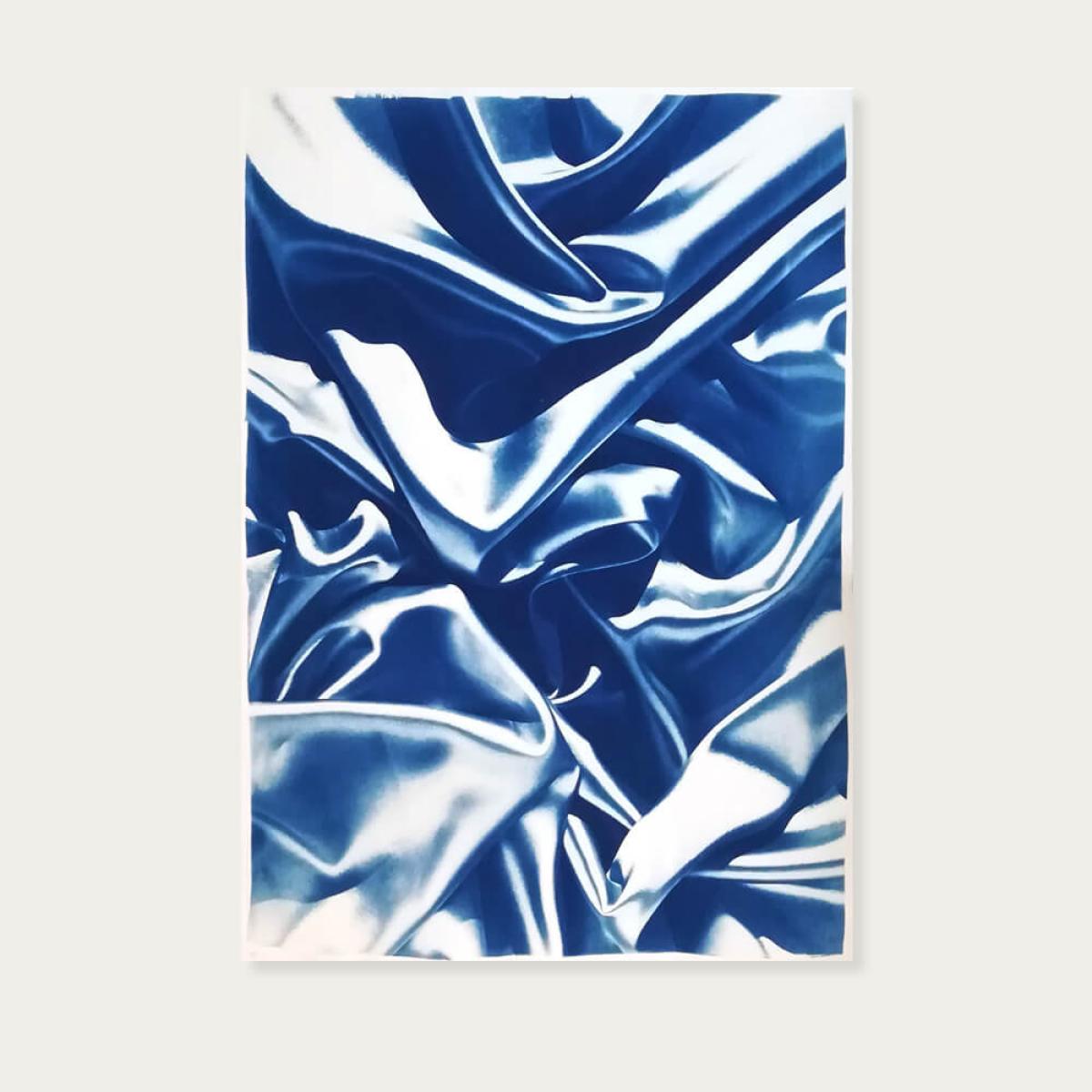 Classic Blue Silk Movement No.4 Limited Edition Handmade Cyanotype Art Print – image 1
