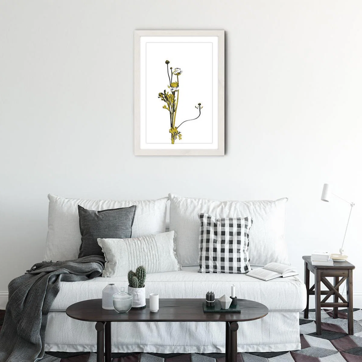 Flower Minimal Black and Gold 8 Art Print White Frame – image 3