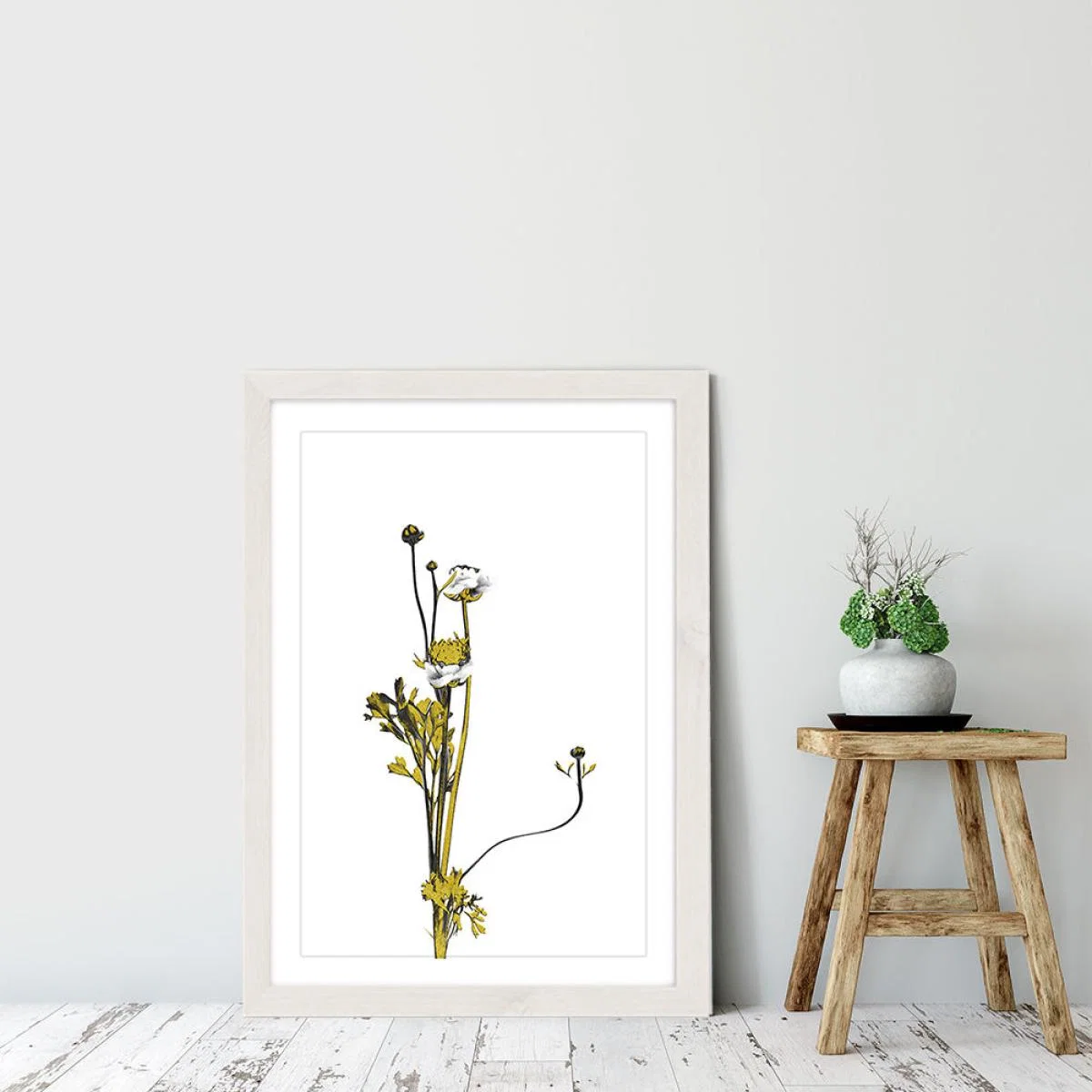 Flower Minimal Black and Gold 8 Art Print White Frame – image 6