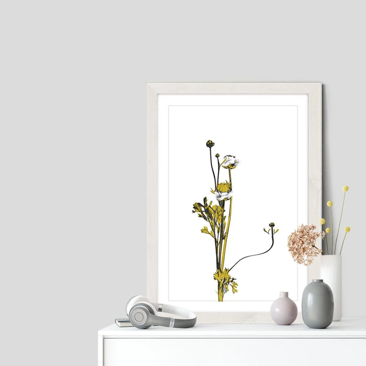 Flower Minimal Black and Gold 8 Art Print White Frame – image 7