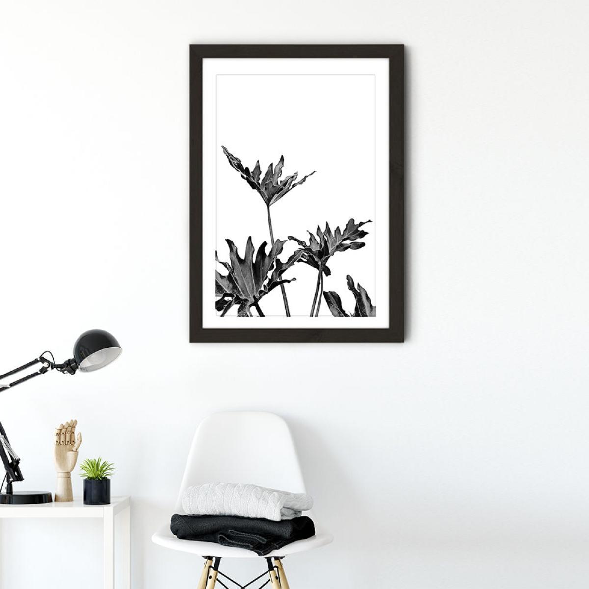 Monstera Black and White 8 Art Print Black Frame – image 2