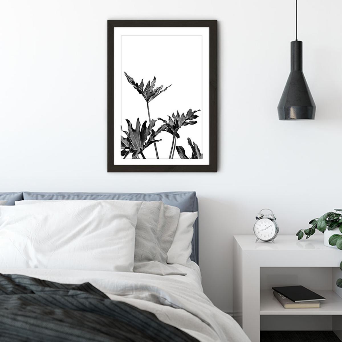 Monstera Black and White 8 Art Print Black Frame – image 3