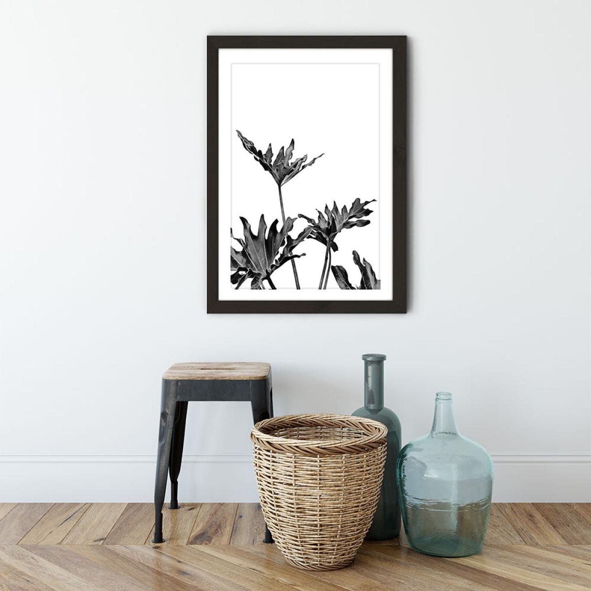 Monstera Black and White 8 Art Print Black Frame – image 4