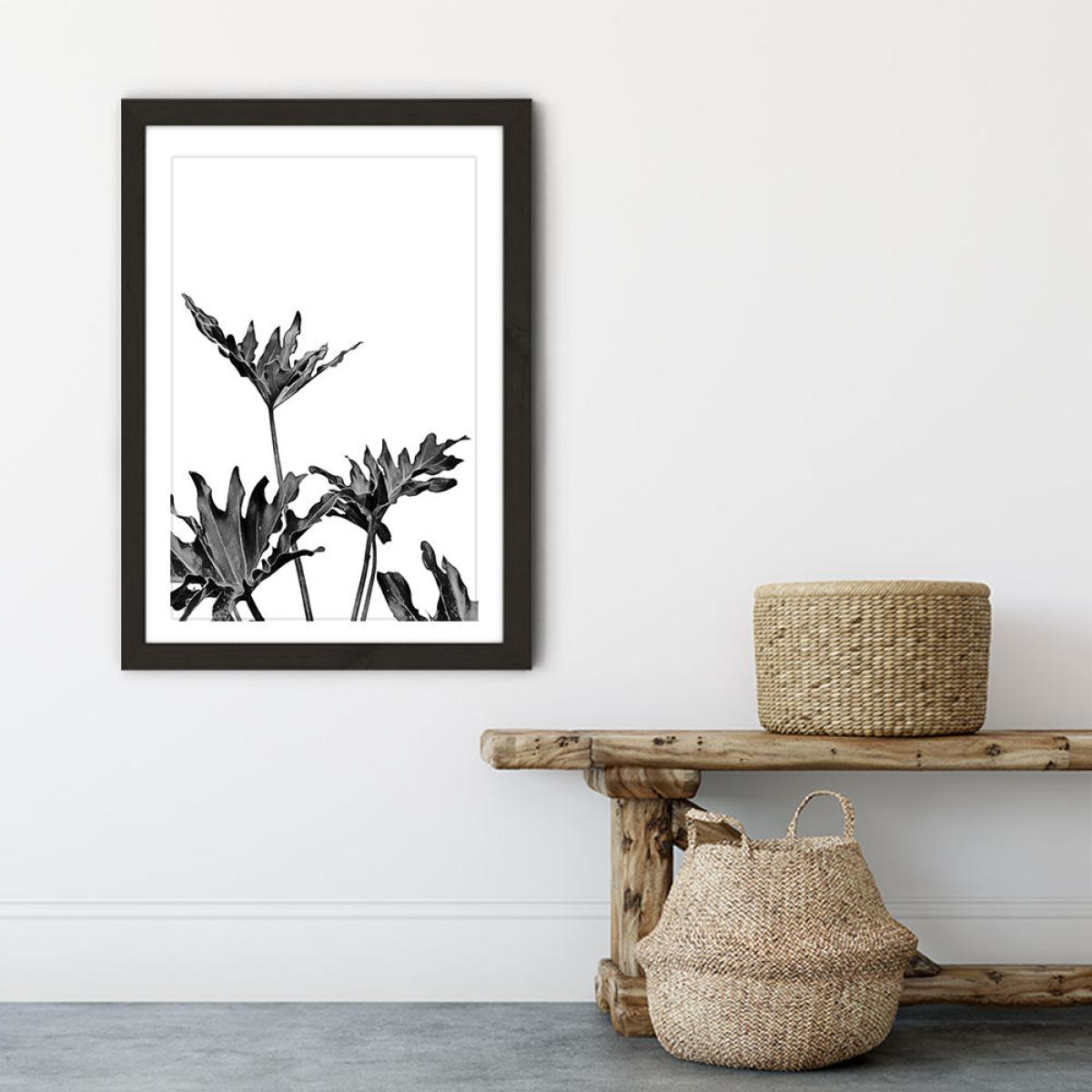 Monstera Black and White 8 Art Print Black Frame – image 5