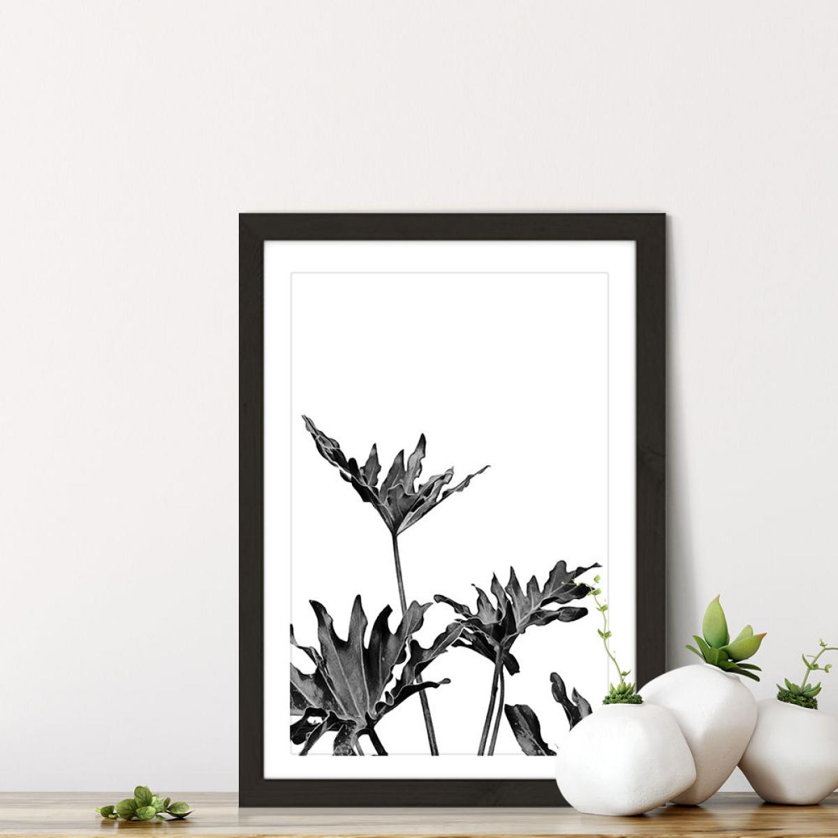Monstera Black and White 8 Art Print Black Frame – image 7