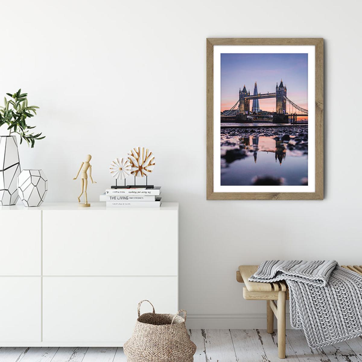 Tower Bridge Sunset Art Print Oak Frame – image 3