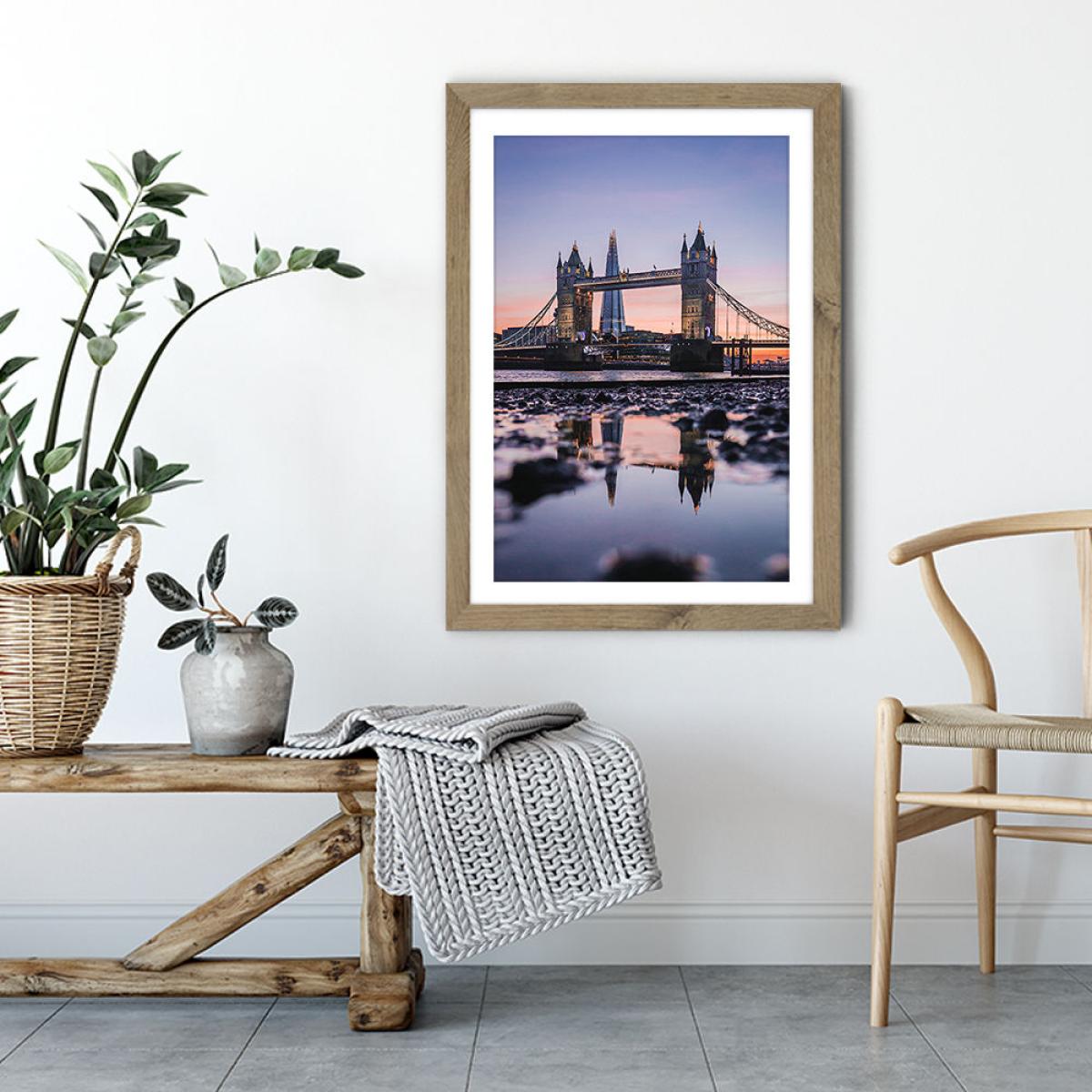 Tower Bridge Sunset Art Print Oak Frame – image 4