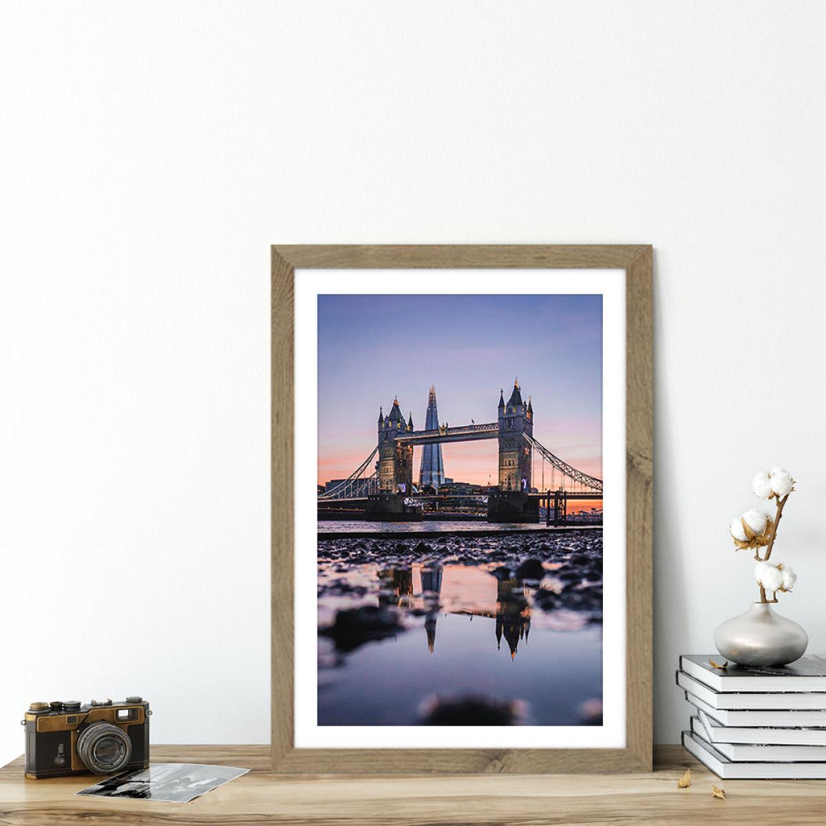 Tower Bridge Sunset Art Print Oak Frame – image 5