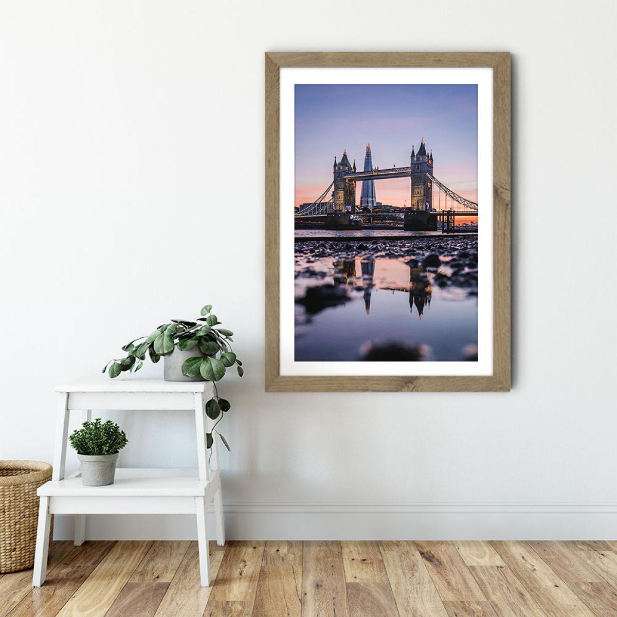 Tower Bridge Sunset Art Print Oak Frame – image 6