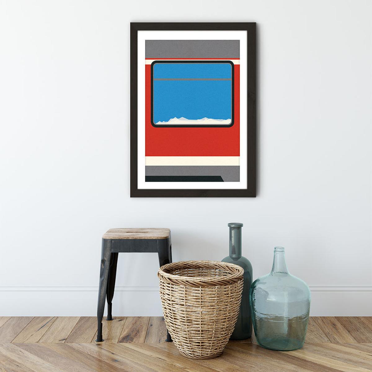 Red Train Art Print Black Frame – image 3