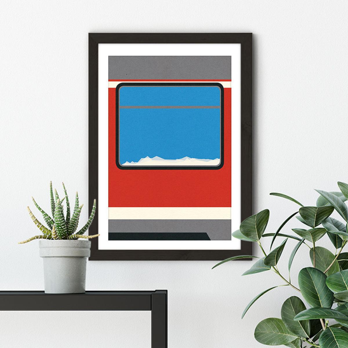 Red Train Art Print Black Frame – image 5