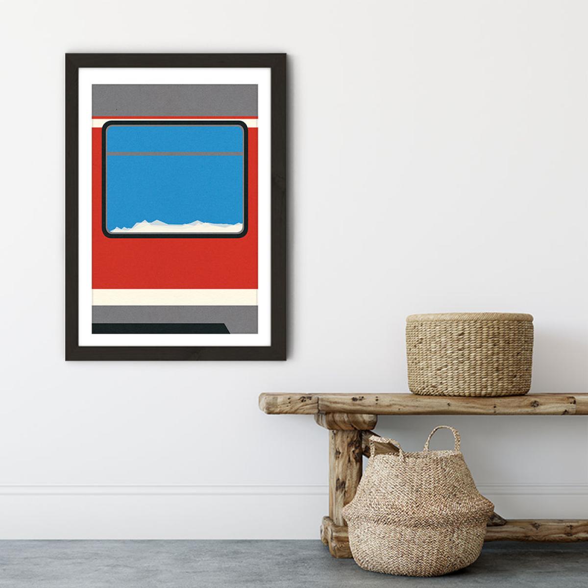 Red Train Art Print Black Frame – image 7