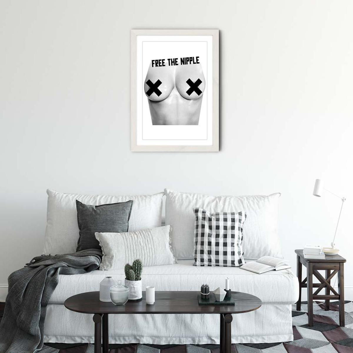 Free The Nipple Art Print White Frame – image 2
