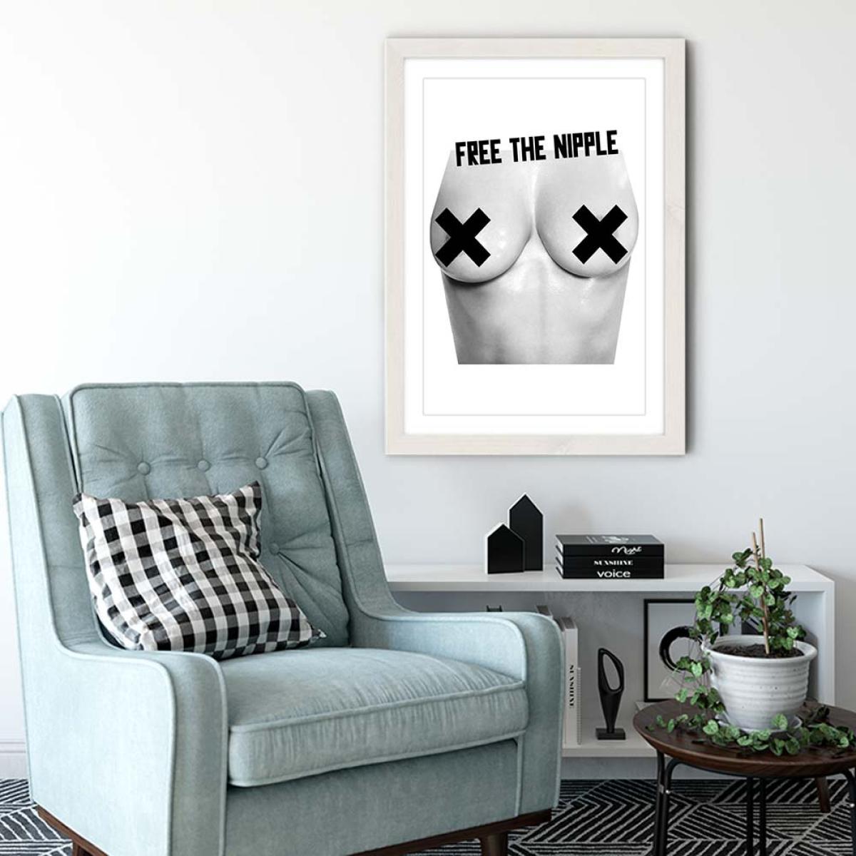 Free The Nipple Art Print White Frame – image 4