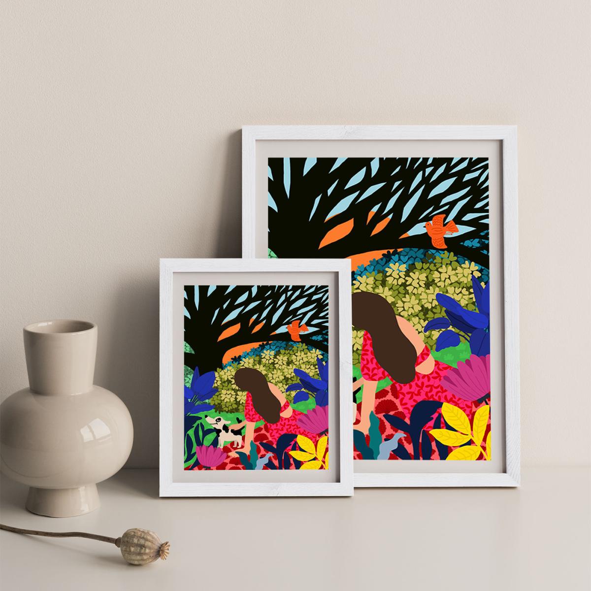 Relaxing Under My Favorite Tree Art Print White Frame – image 11