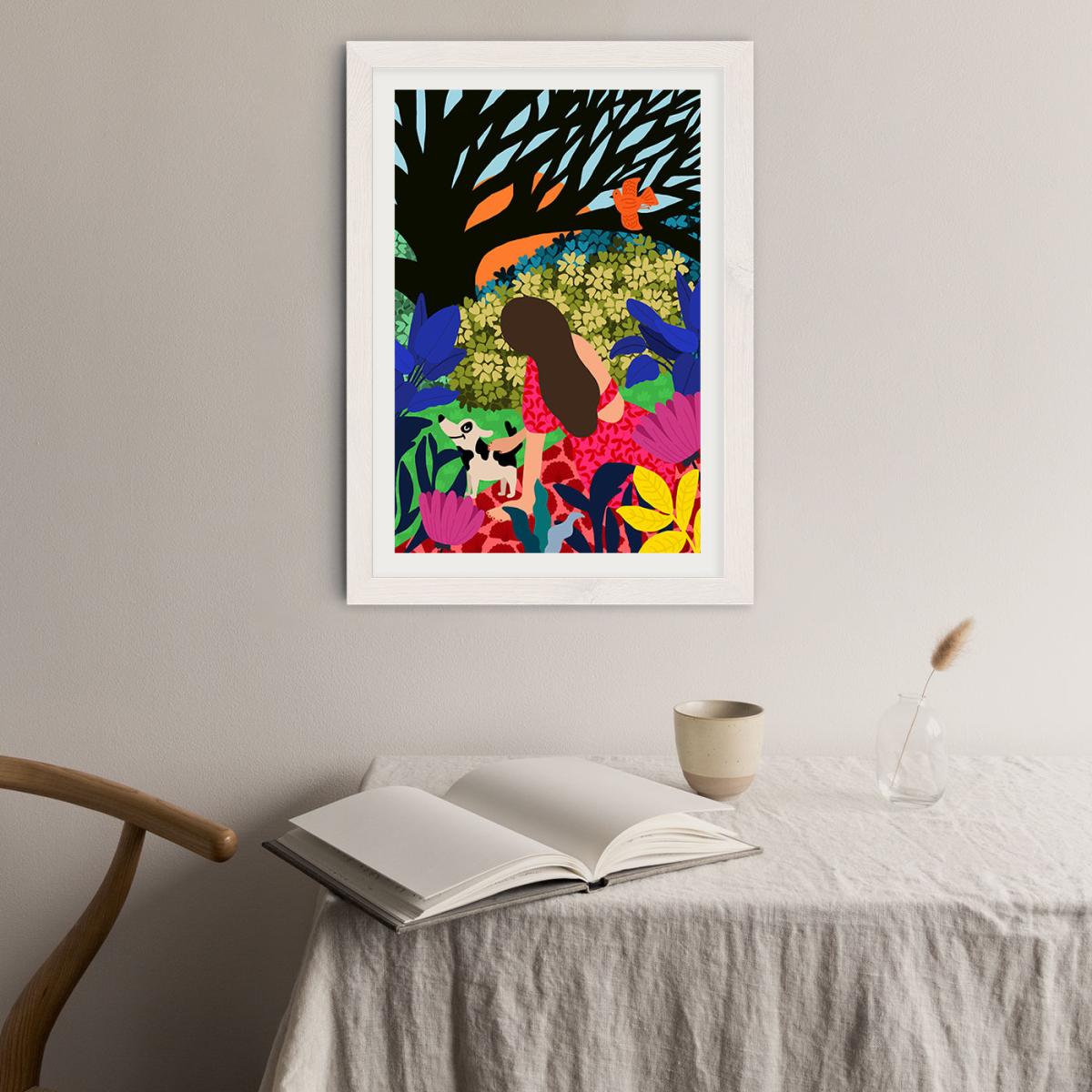 Relaxing Under My Favorite Tree Art Print White Frame – image 3