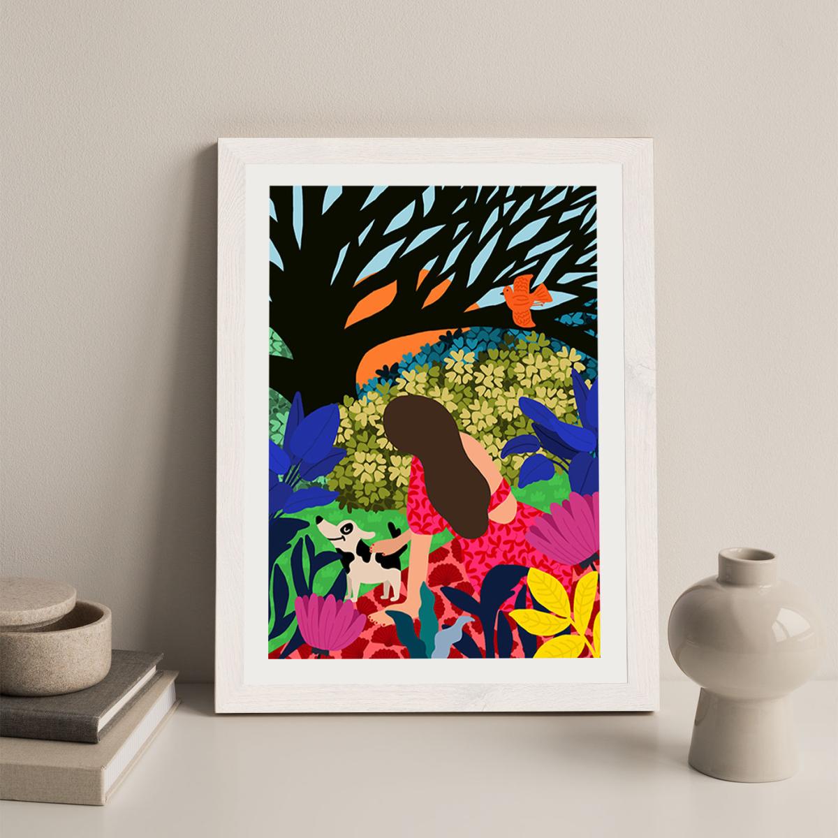 Relaxing Under My Favorite Tree Art Print White Frame – image 4