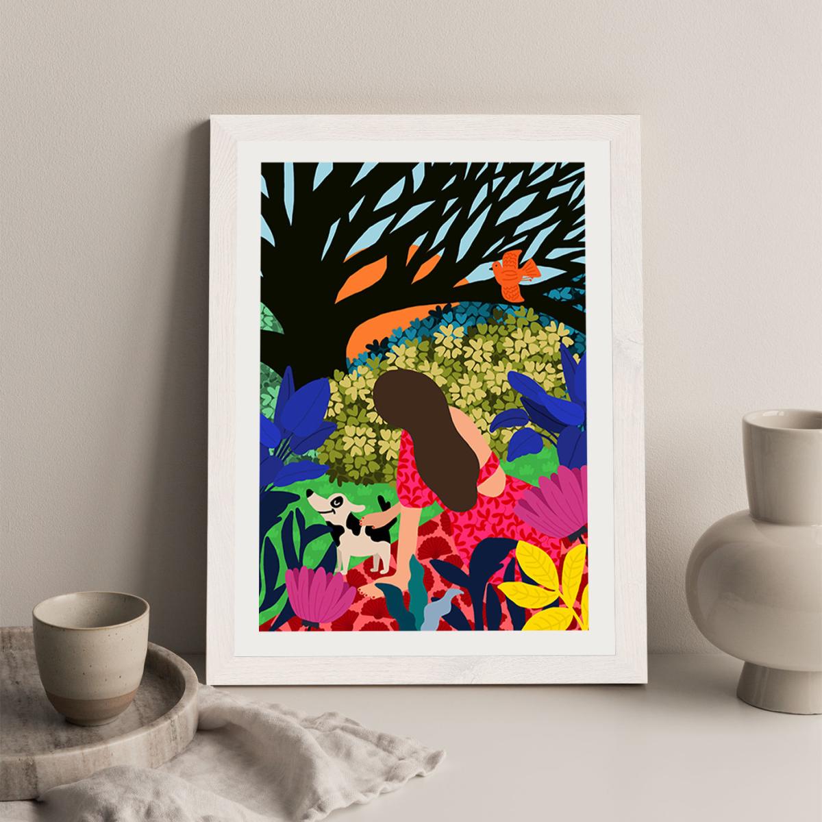 Relaxing Under My Favorite Tree Art Print White Frame – image 5