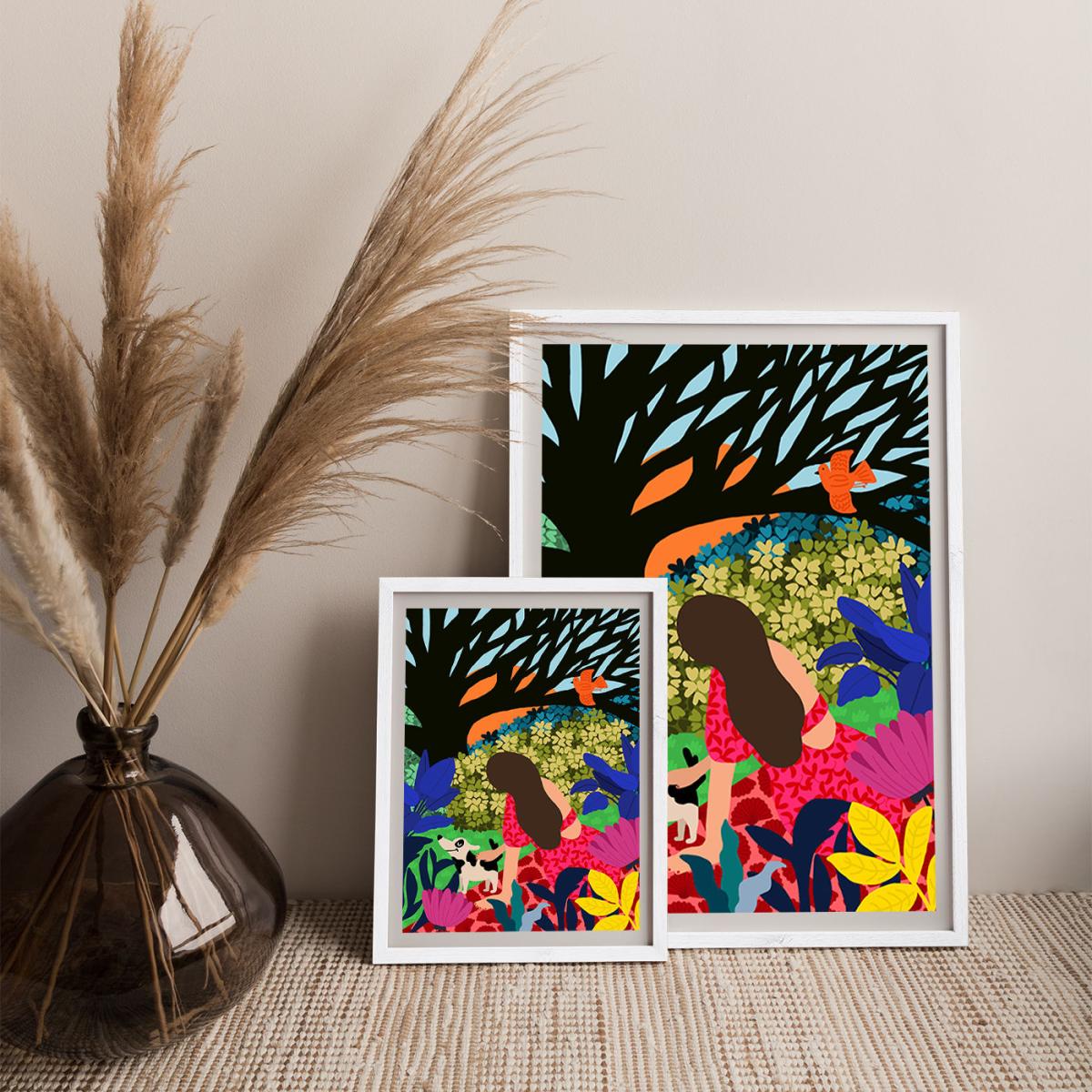Relaxing Under My Favorite Tree Art Print White Frame – image 6