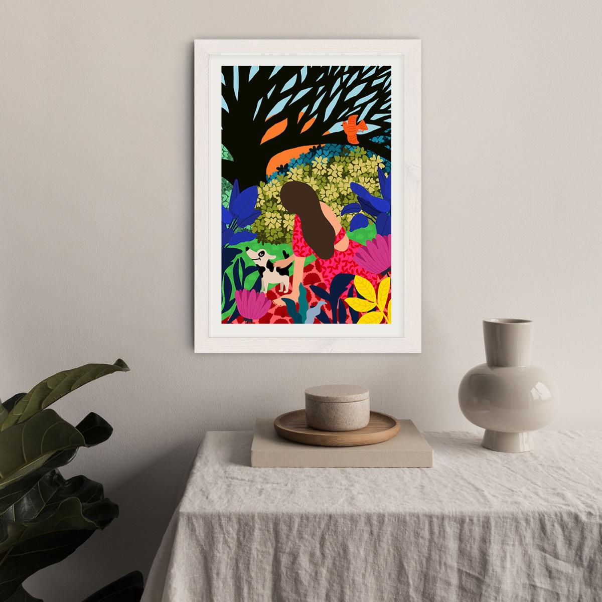 Relaxing Under My Favorite Tree Art Print White Frame – image 7