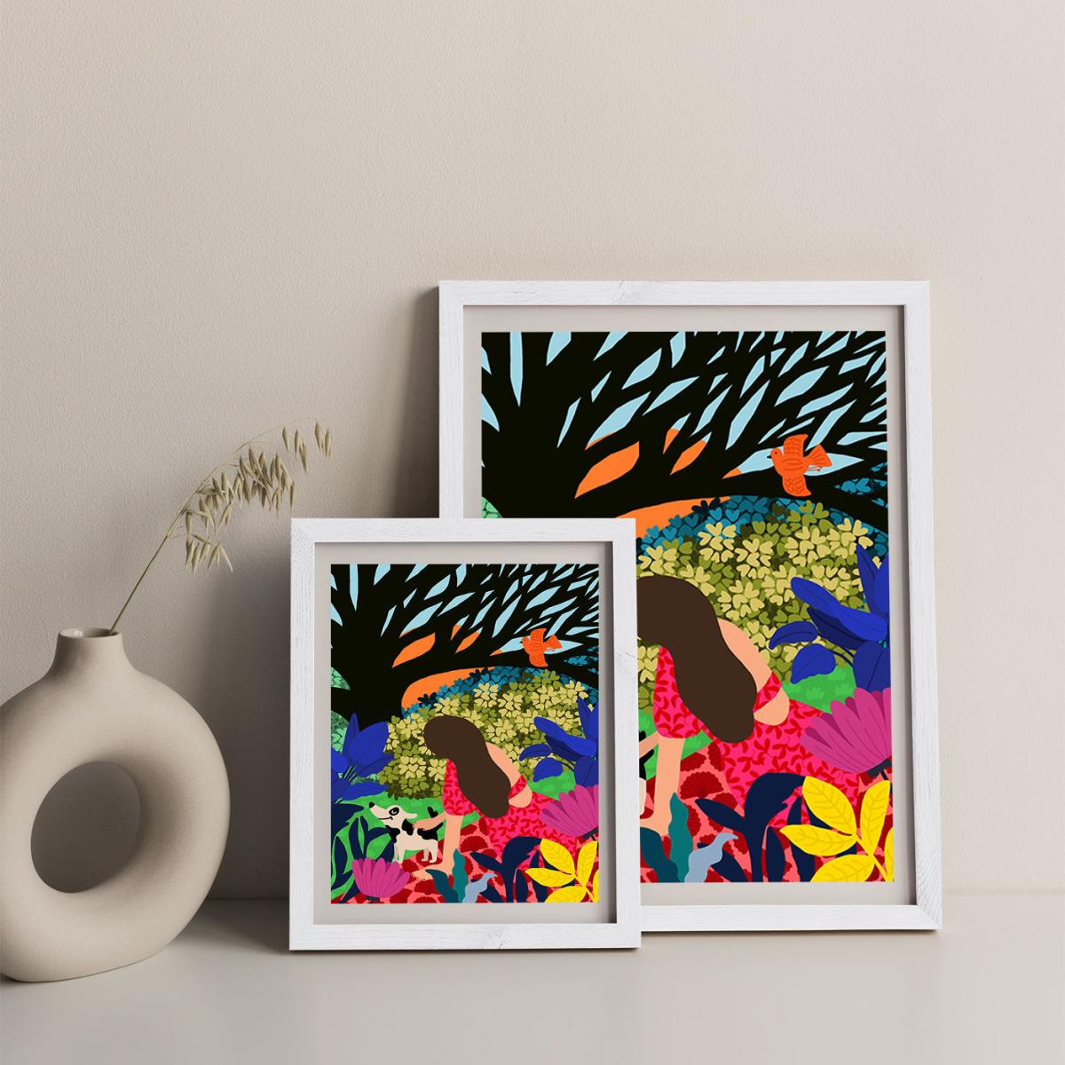 Relaxing Under My Favorite Tree Art Print White Frame – image 9