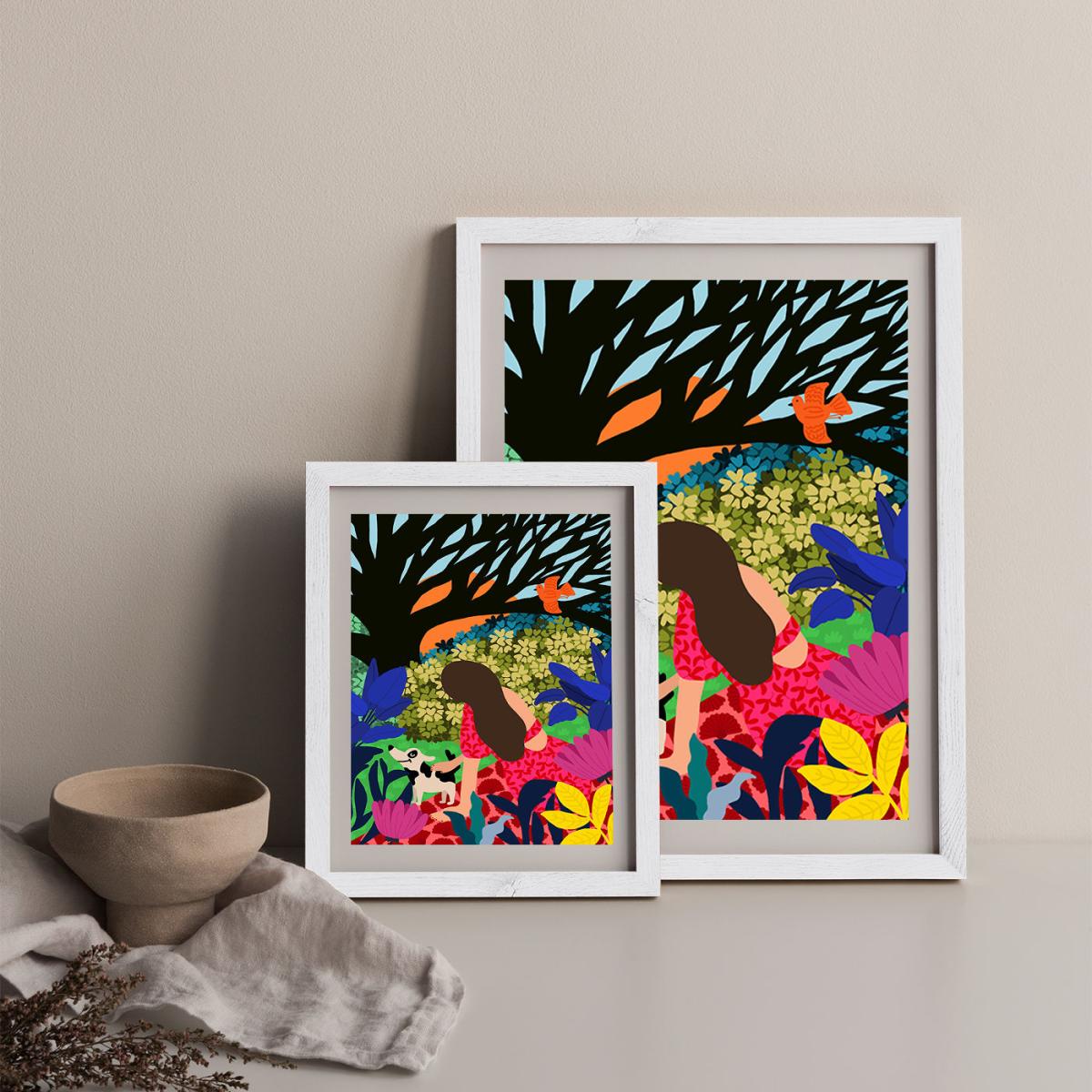 Relaxing Under My Favorite Tree Art Print White Frame – image 10