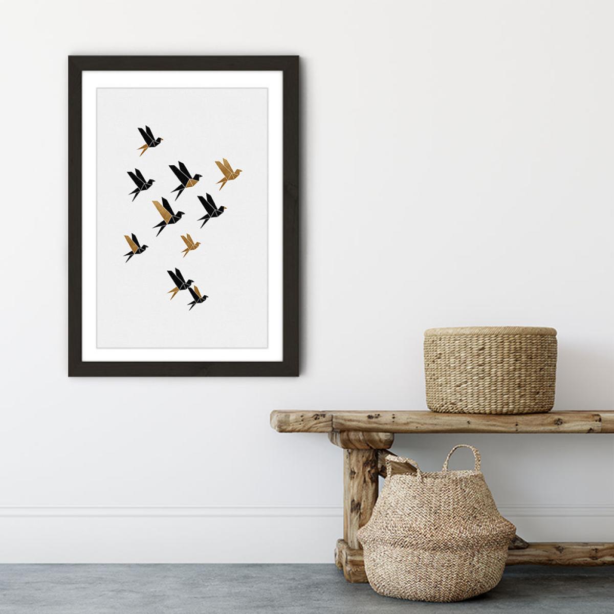 Origami Birds Collage II Art Print Black Frame – image 3