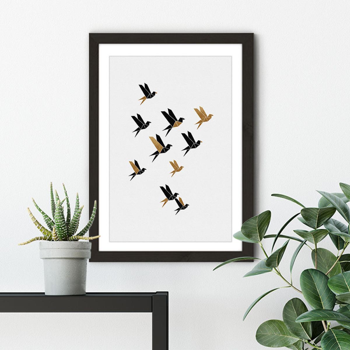 Origami Birds Collage II Art Print Black Frame – image 4