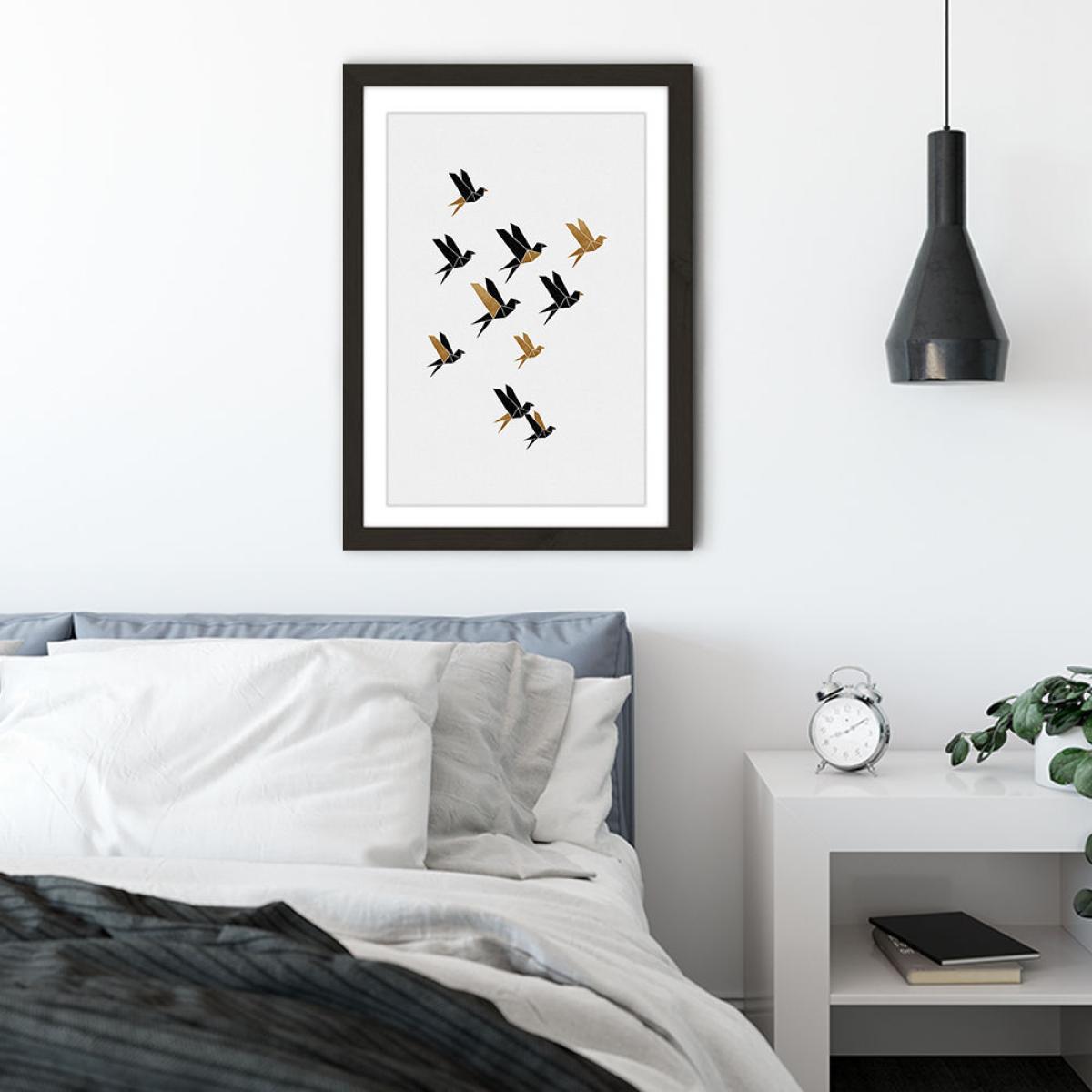 Origami Birds Collage II Art Print Black Frame – image 5