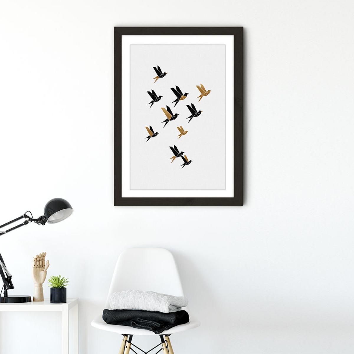 Origami Birds Collage II Art Print Black Frame – image 6