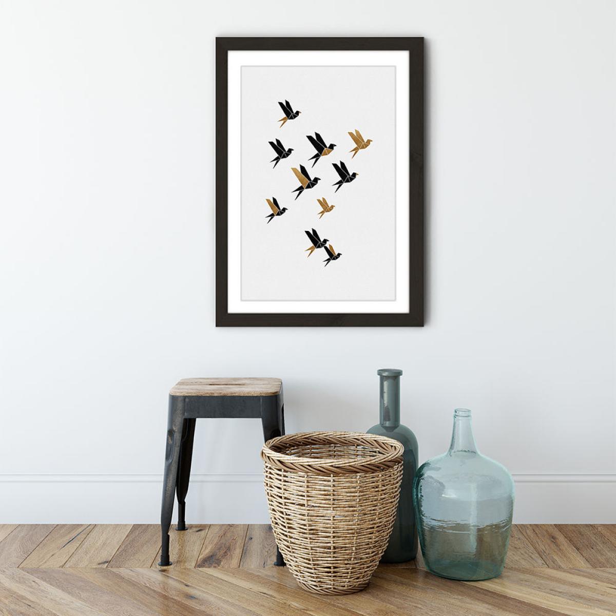 Origami Birds Collage II Art Print Black Frame – image 7