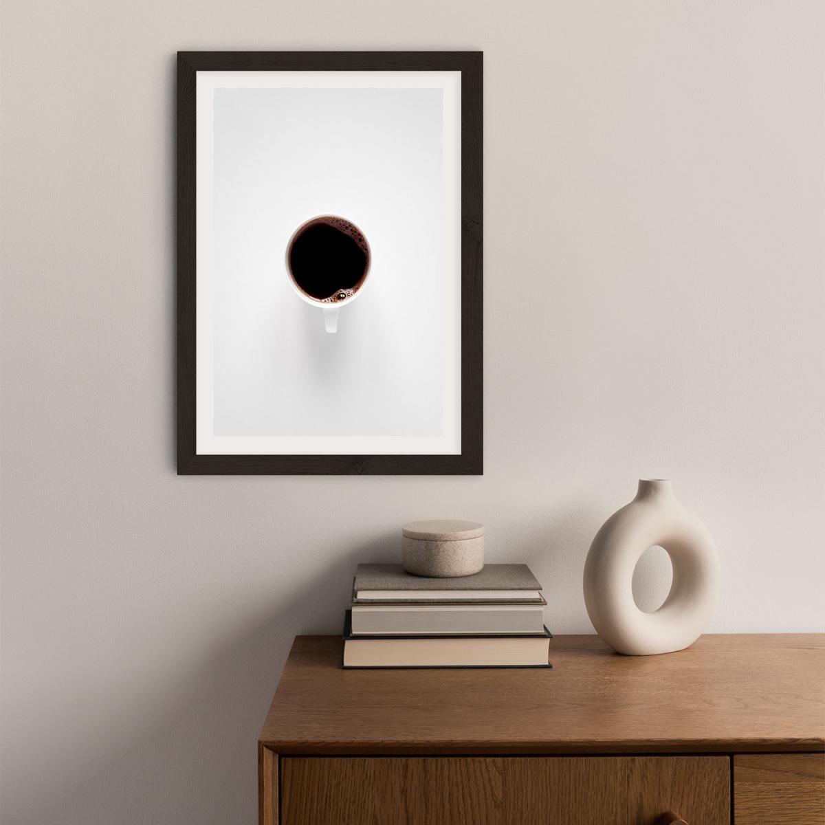Black Coffee Loves White Minimalism Art Print Black Frame – image 2