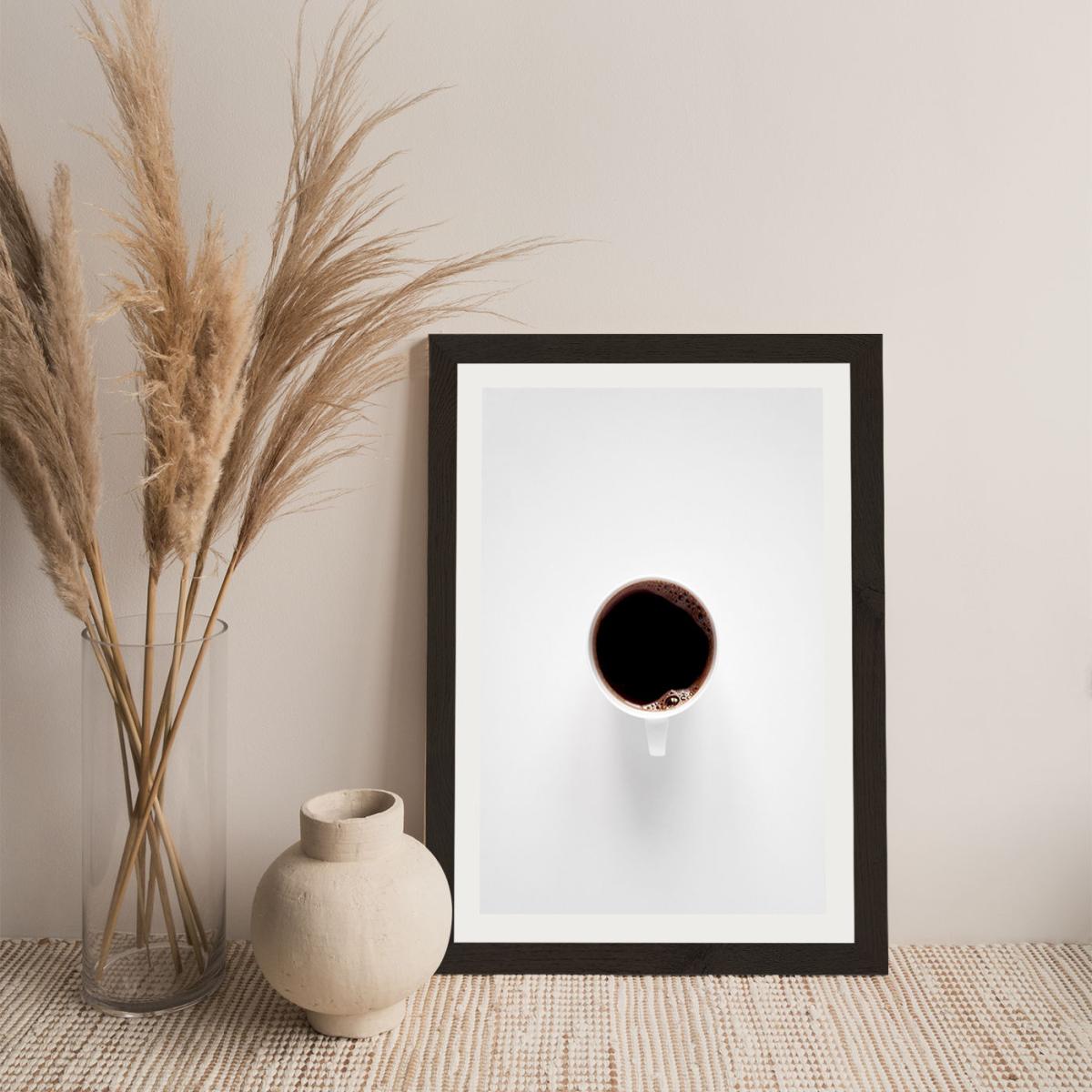 Black Coffee Loves White Minimalism Art Print Black Frame – image 6