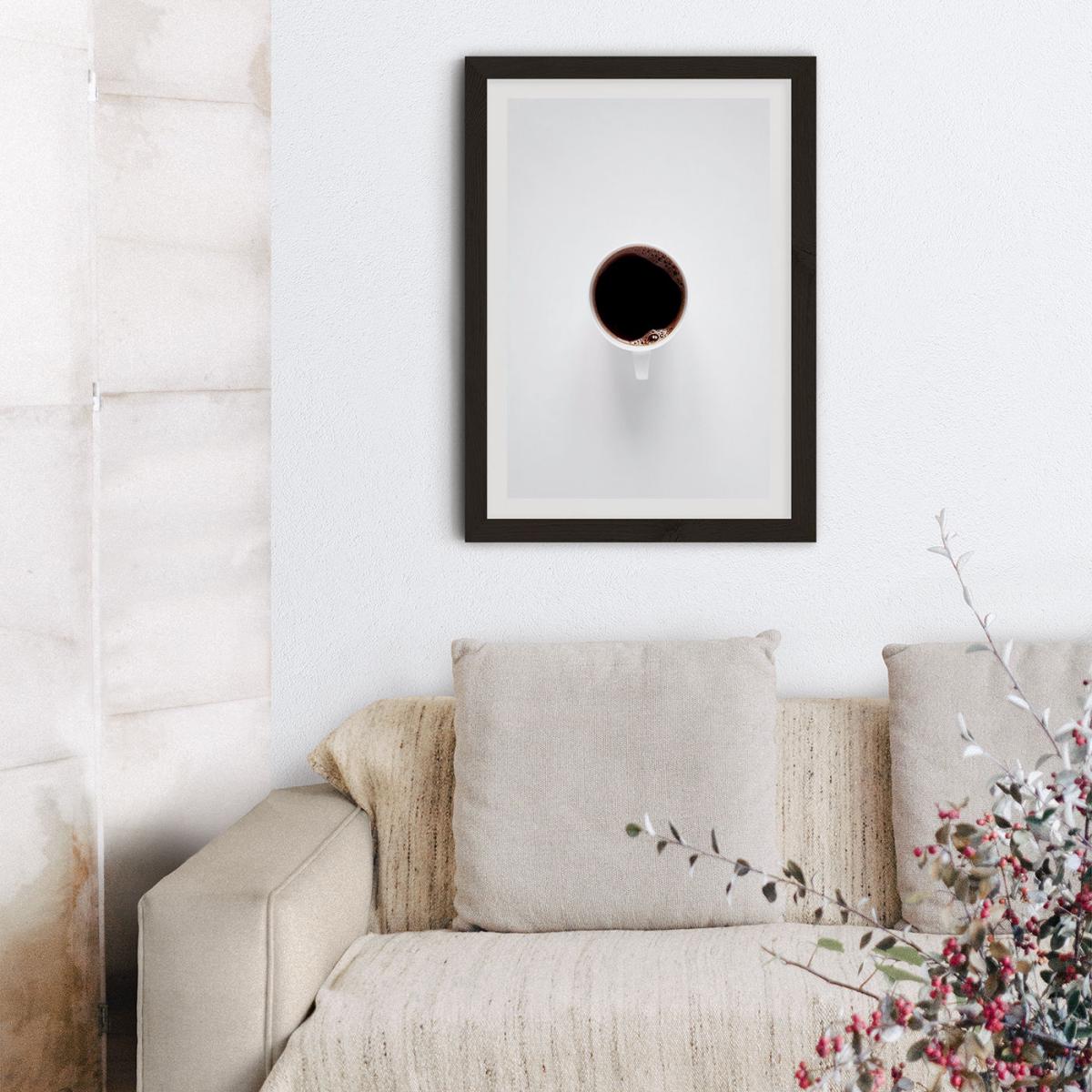 Black Coffee Loves White Minimalism Art Print Black Frame – image 10