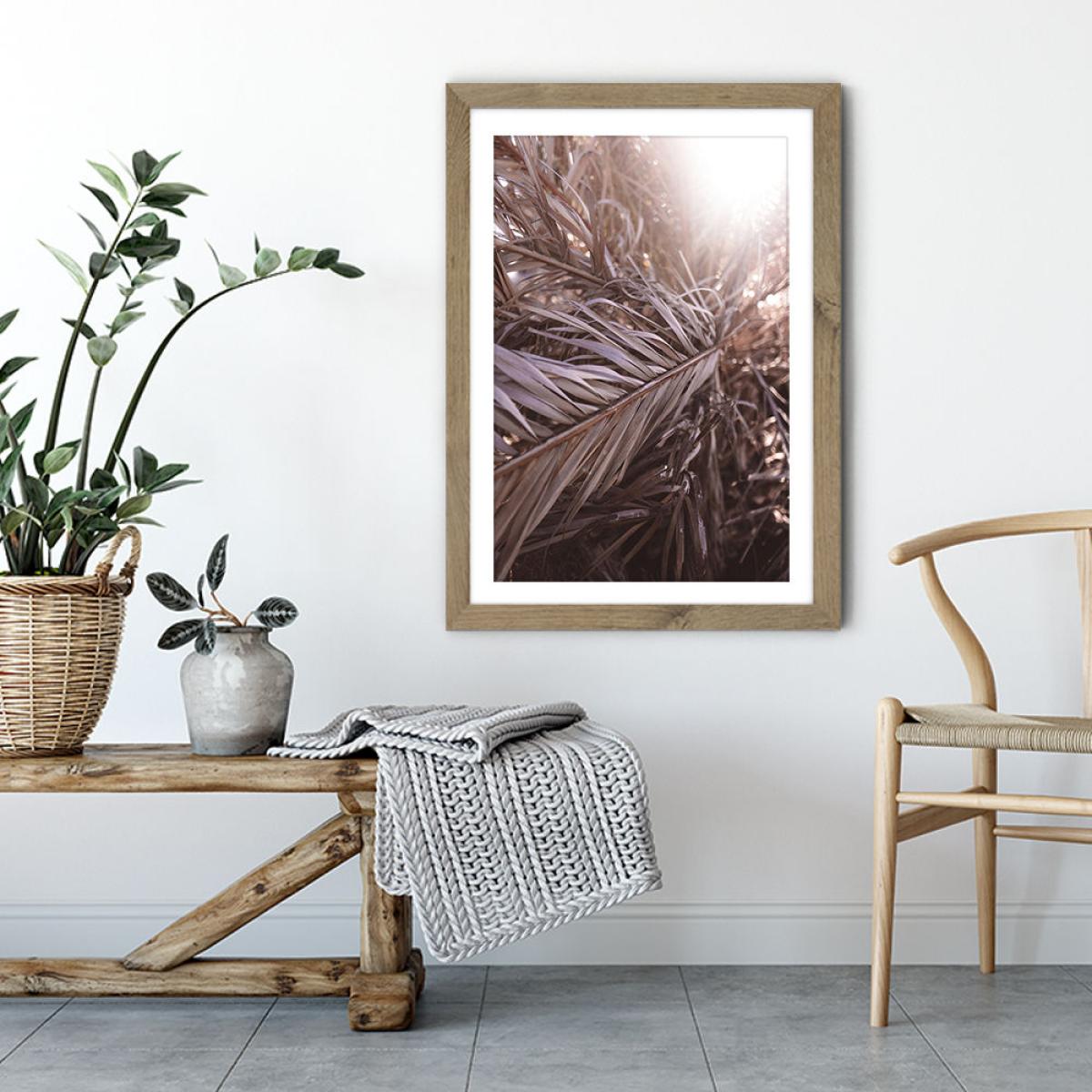 Bleached Palms Art Print Oak Frame – image 3