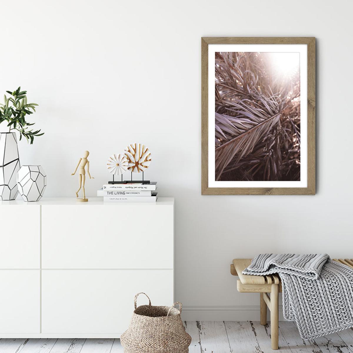 Bleached Palms Art Print Oak Frame – image 4