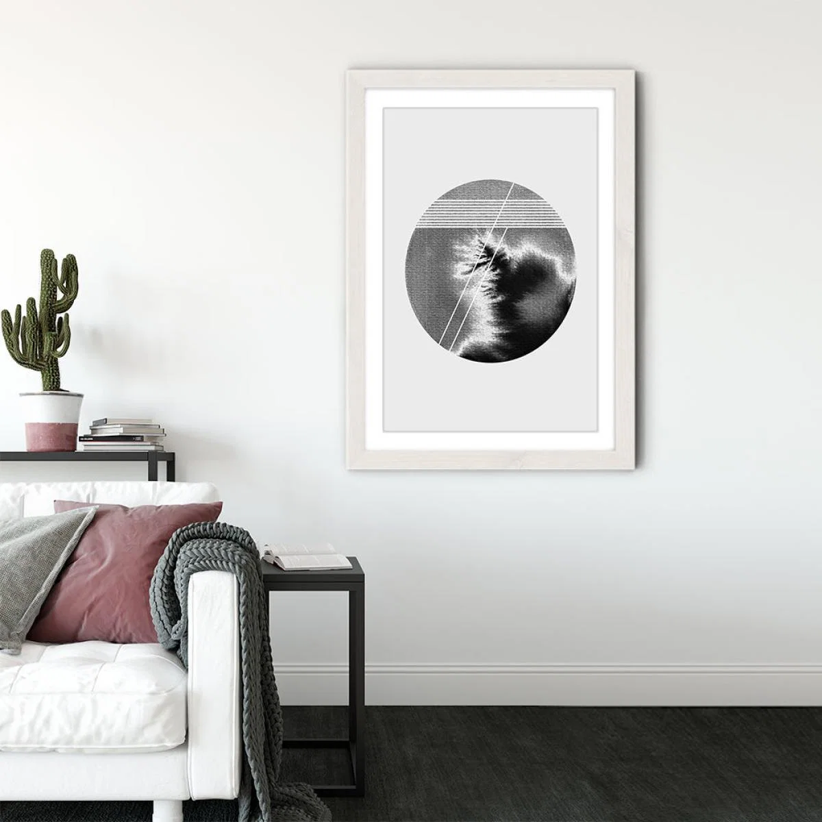 Lines and Circle Art Print White Frame – image 3