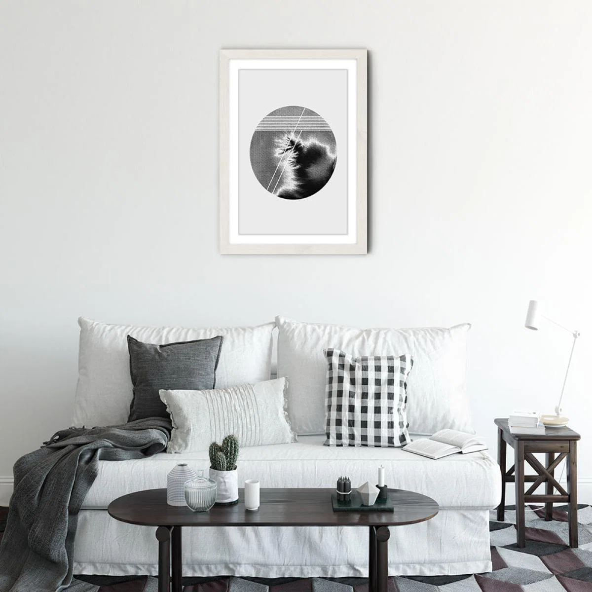 Lines and Circle Art Print White Frame – image 5