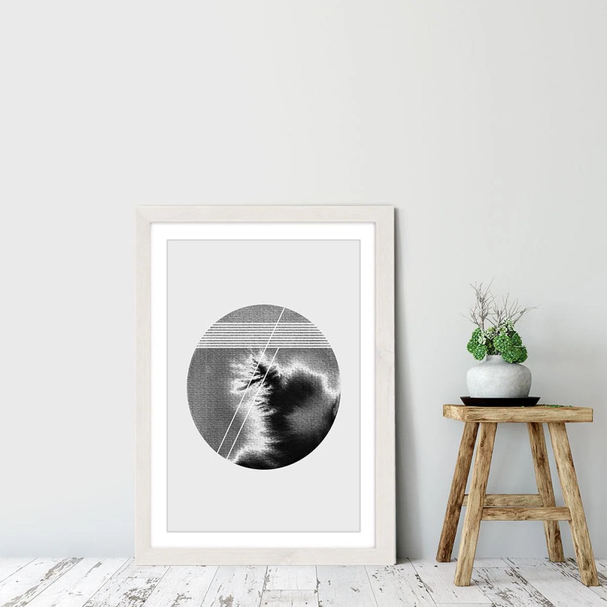 Lines and Circle Art Print White Frame – image 7
