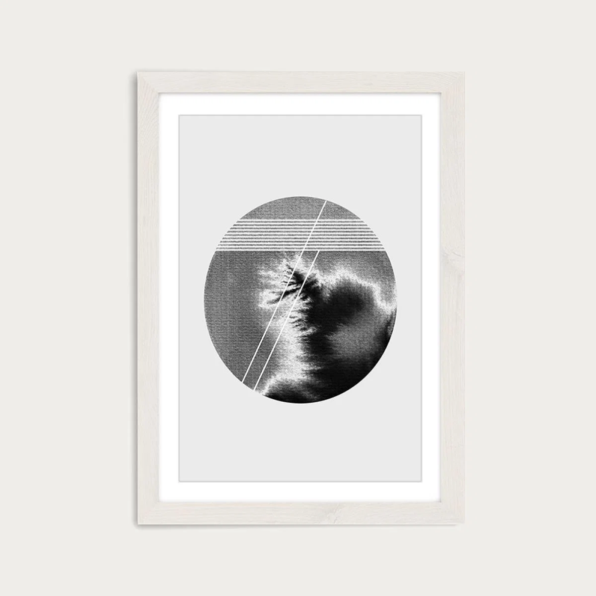 Lines and Circle Art Print White Frame – image 1